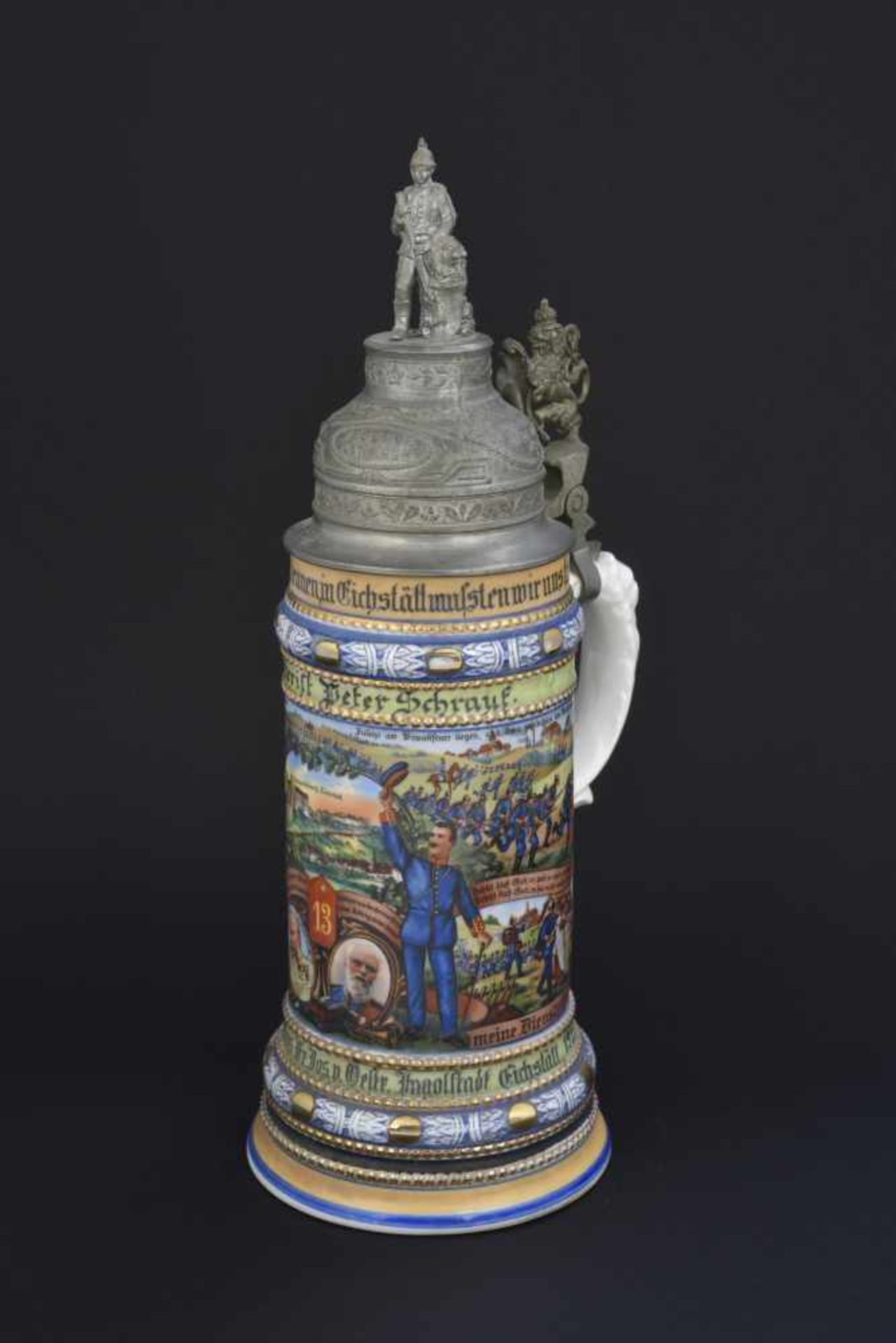 Chope de réserviste d'infanterie bavaroiseChope de porcelaine d'un demi litre de la 12ème