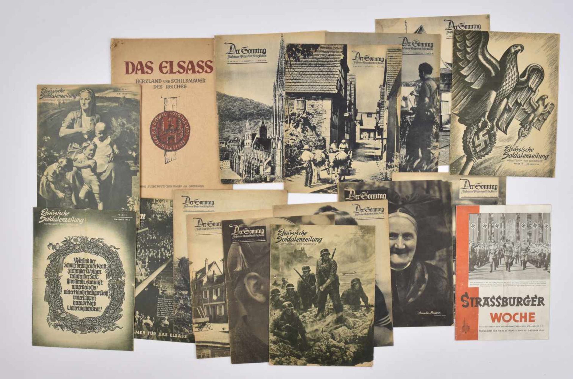 Publications sur la ville de Strasbourg occupée comprenant la brochure en grand format Das Elsass,