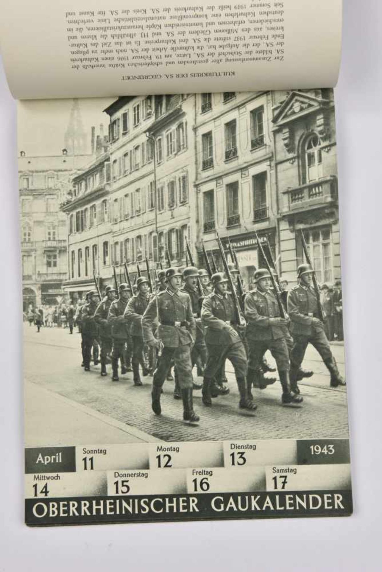 Calendriers d'Alsace occupée Lot de trois calendriers pour les années 1941, 1943, 1944. Pliures, - Image 3 of 3