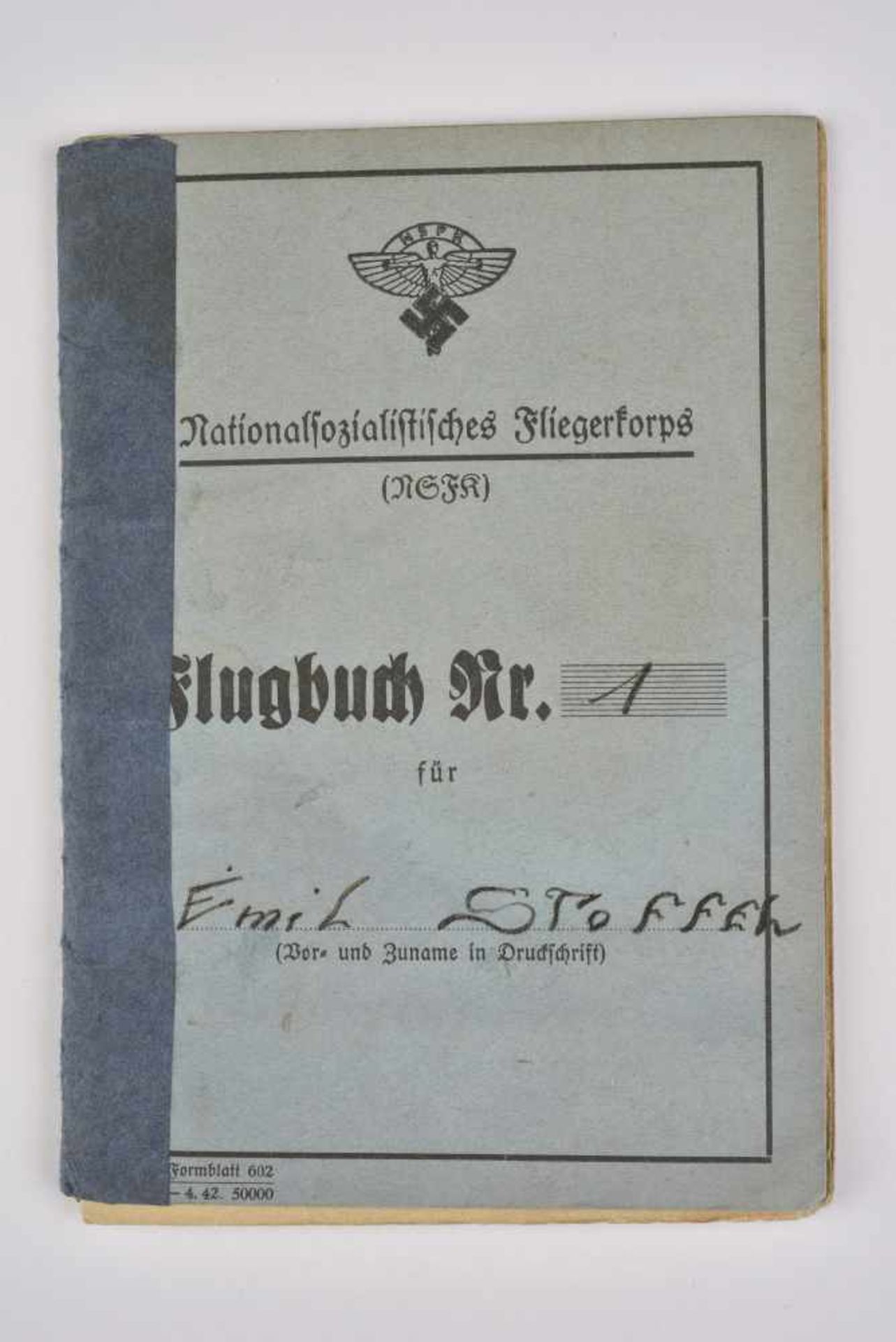 Flugbuch NSFK de Emil Stoffel Livret ouvert le 18 mai 1944, à Steinbourg, au nom de Emil Stoffel, - Image 6 of 6