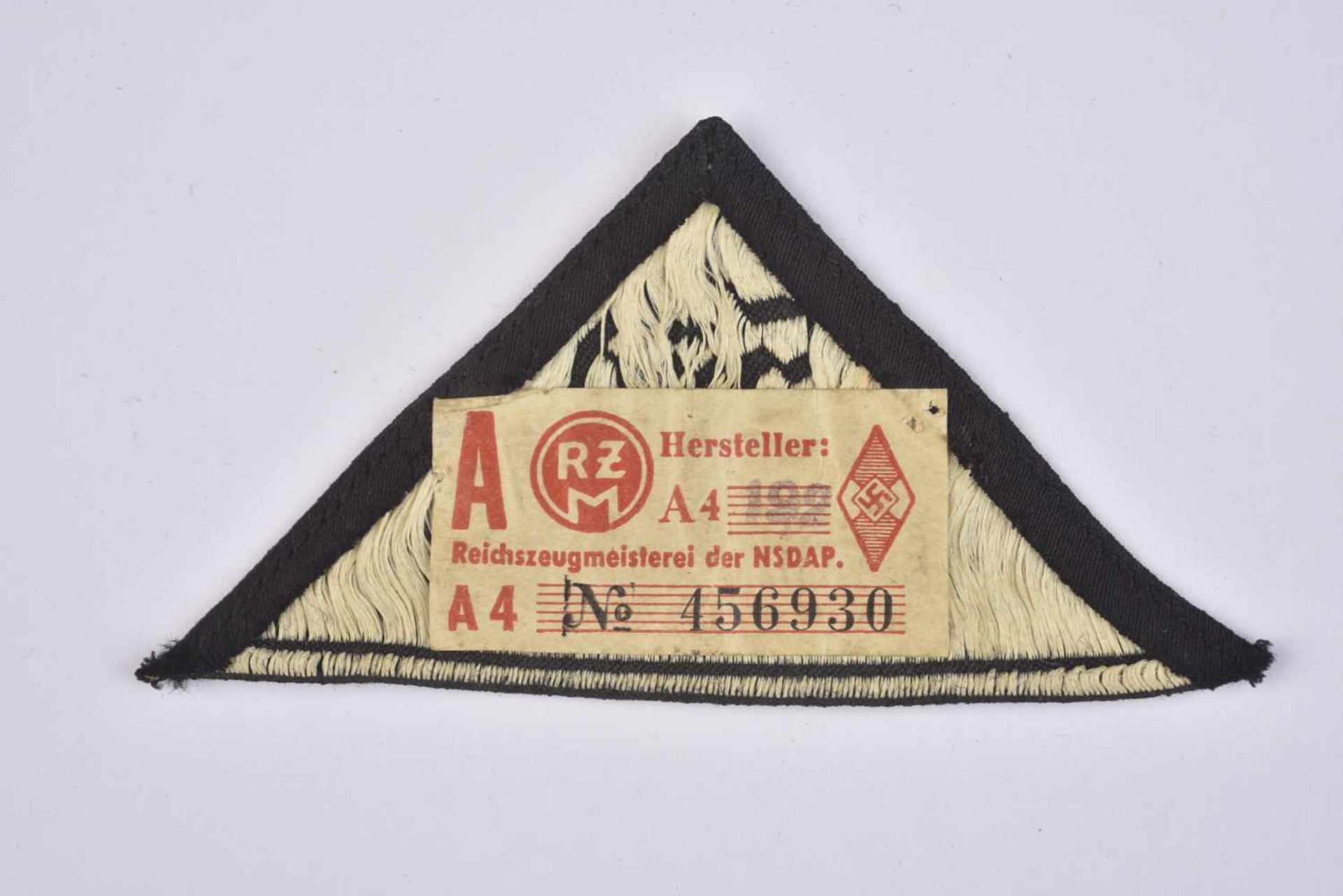 Triangle de bras BDM Süd Baden Insigne tissu, broderie Süd Baden en fil blanc. Etiquette RZM - Image 2 of 2