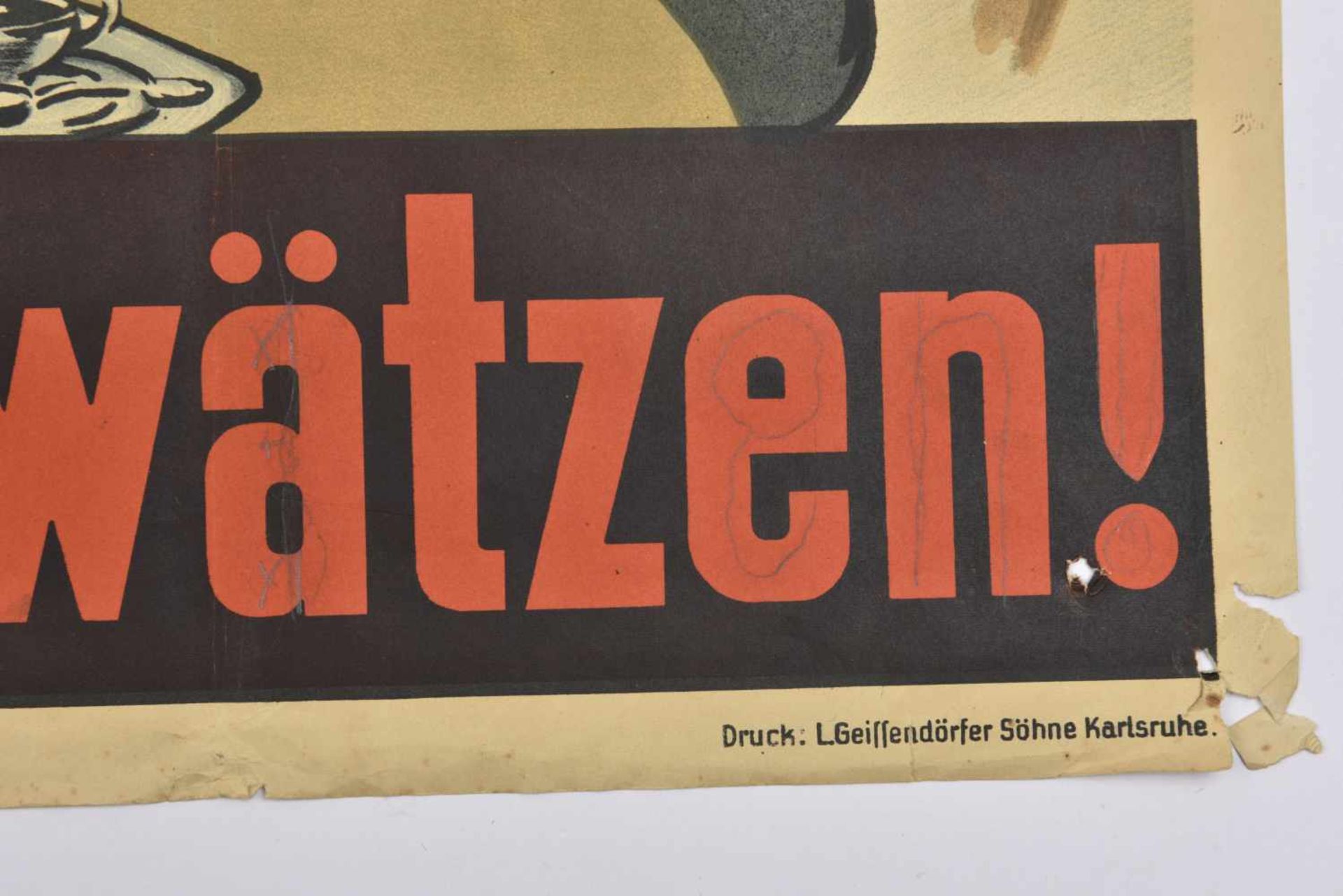 Affiche allemande pour l'Alsace annexée Schluss jetzt ! en couleurs, signée Rinne et distribuée - Bild 3 aus 3