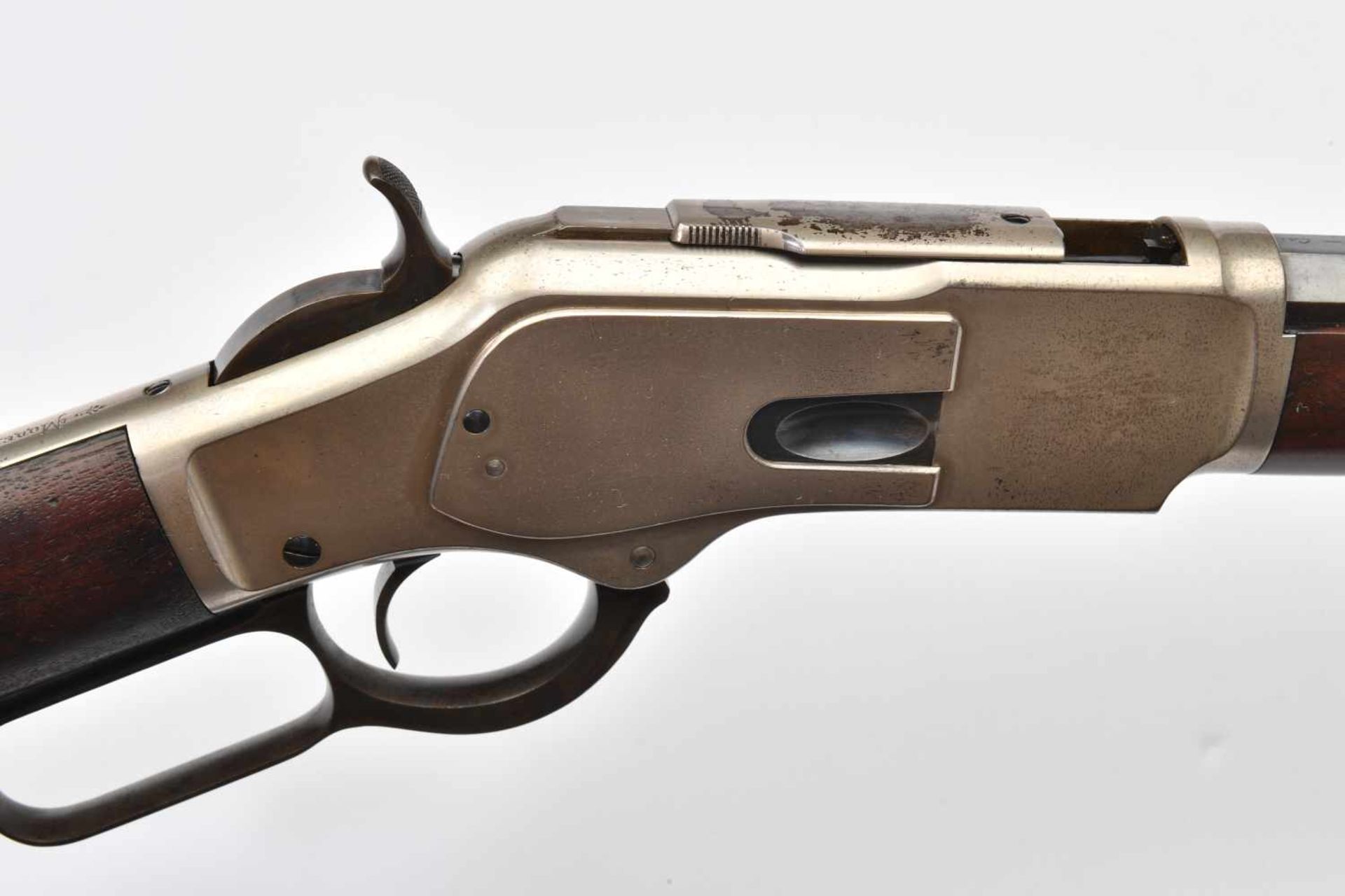 Winchester modèle 1873. Calibre 32-20 WCF , canon bronzé noir semi-octogonal et semi-rond, hausse - Bild 2 aus 4