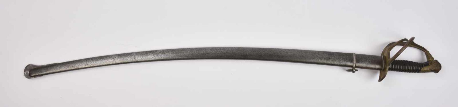 Sabre d'ordonnance de cavalerie modèle 1822. Poignée complète. Lame légèrement courbée complète dans - Bild 3 aus 4