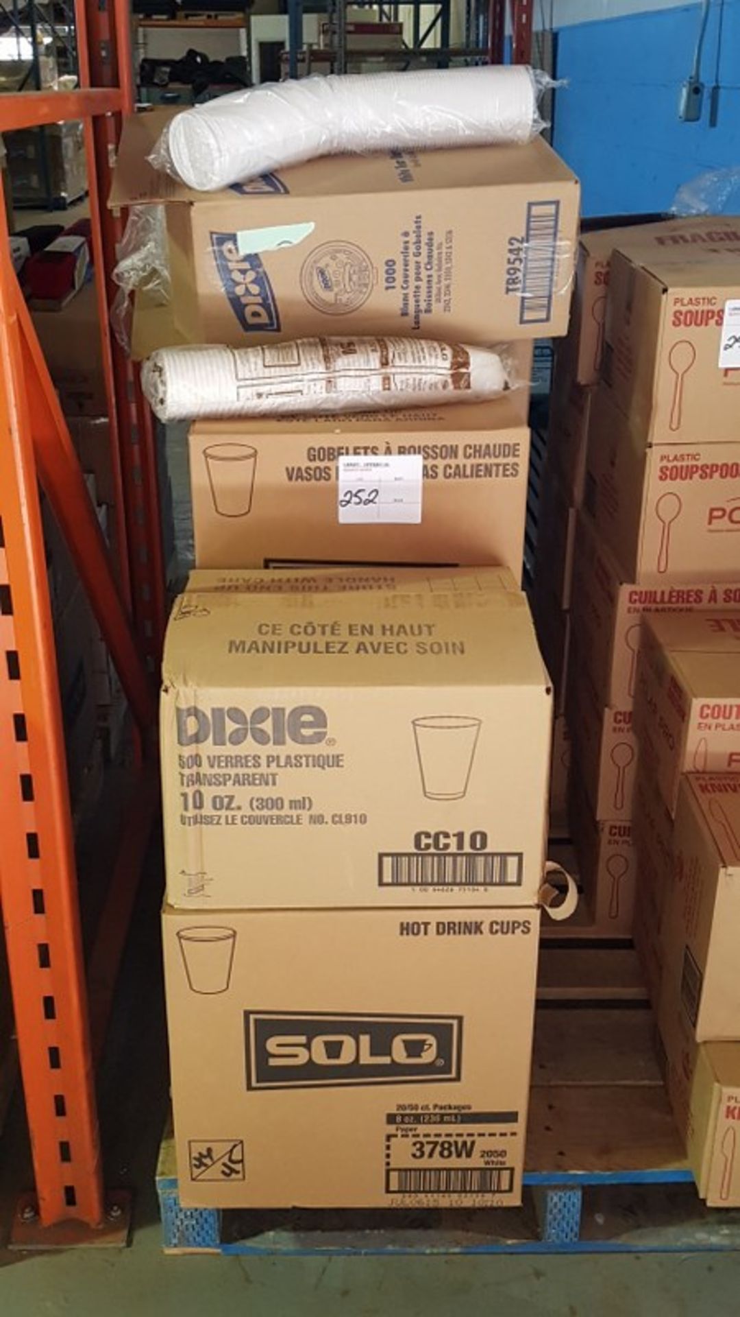 DIXIE TRANSPARENT PLASTIC CUPS 10OZ - 1 BOX x 20/BOX X 25PCS, HOT DRINK CUPS 8OZ - 3 BOXES x 20/