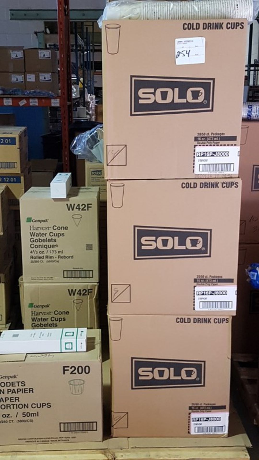 SOLO COLD DRINK CUPS 16OZ - 10 BOXES x 20/BOX x 50PCS, GENPAK PAPER PORTION CUPS 2OZ - 1 BOX x 20/