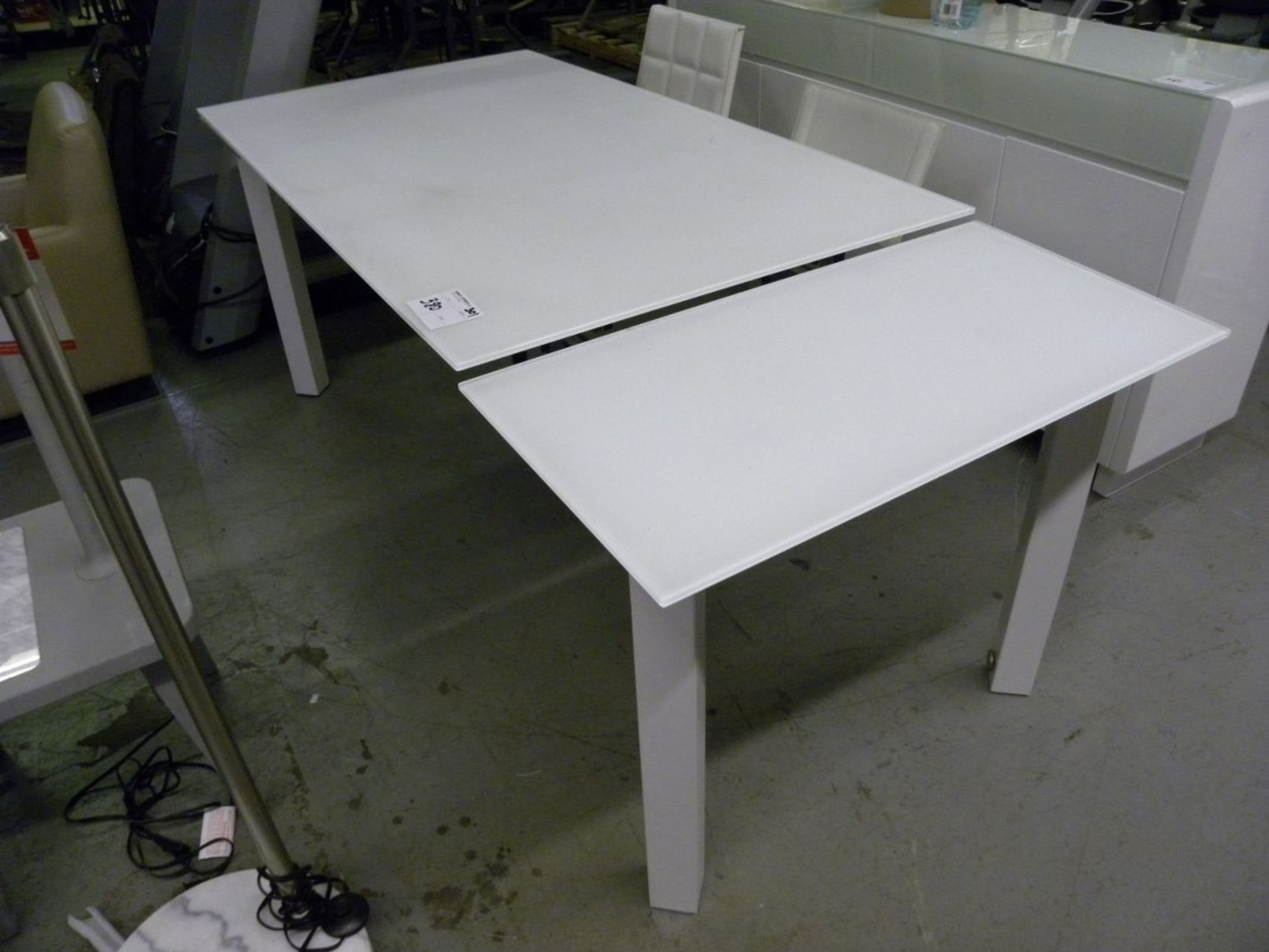 GLASS ADJUSTABLE DINING TABLE W/EXTENTION - Image 2 of 2