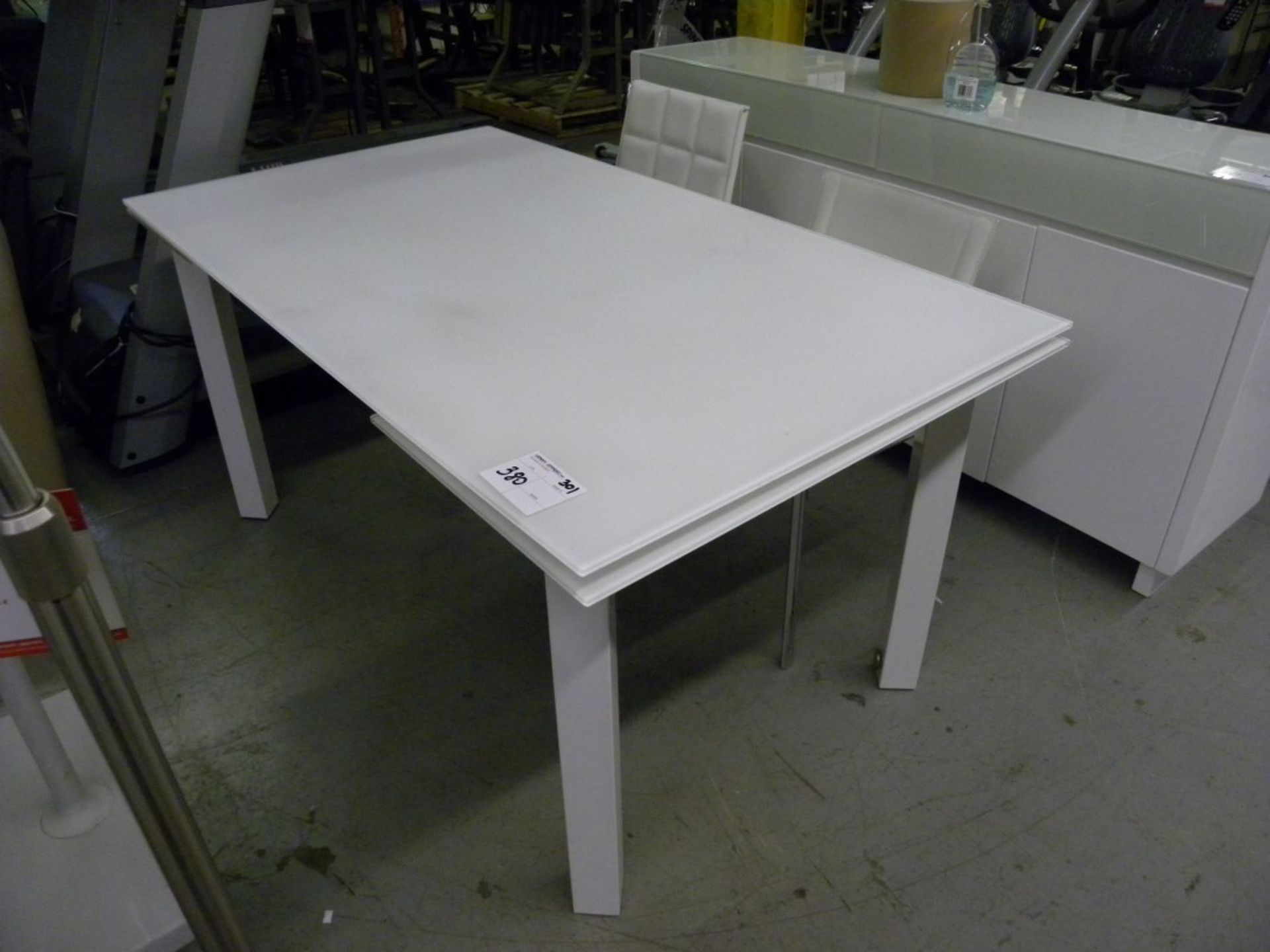 GLASS ADJUSTABLE DINING TABLE W/EXTENTION
