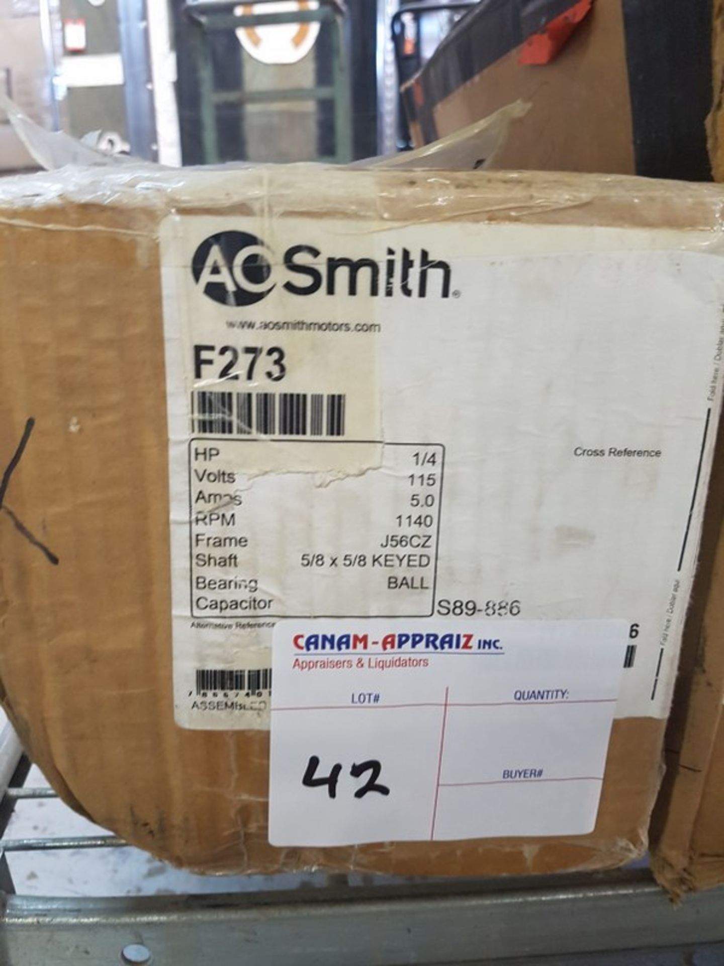 AOSMITH F273 1140RPM Motor x 1pc