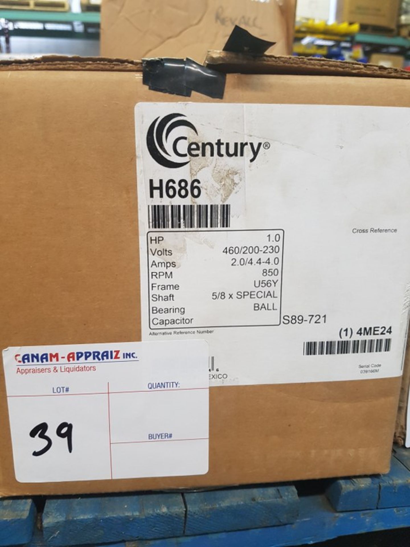 CENTURY H686 850RPM Motor x 1pc