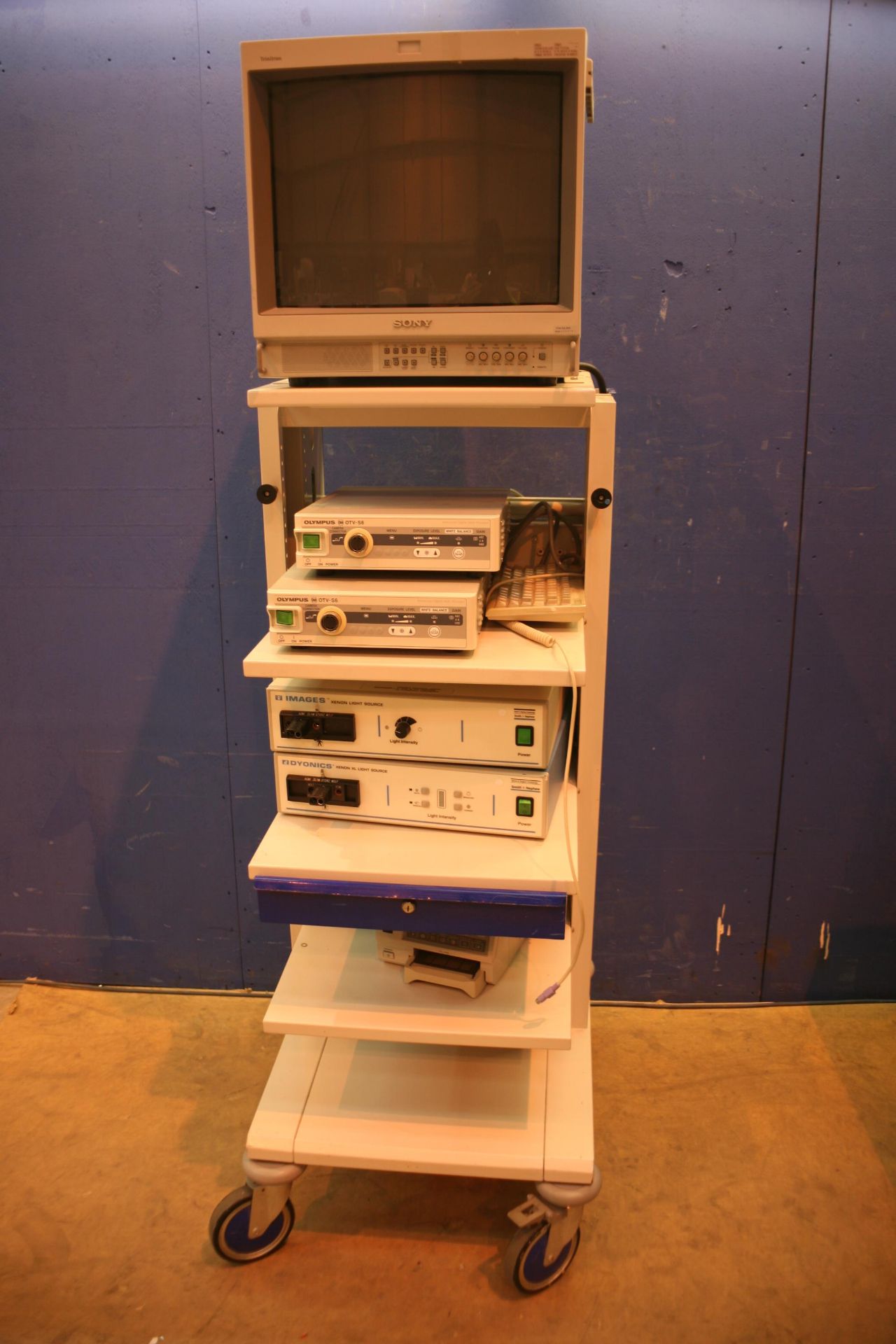 Karl Storz Stack Trolley With Sony Trinitron Monitor, 2x Olympus OTV-S6 Camera Control Unit,