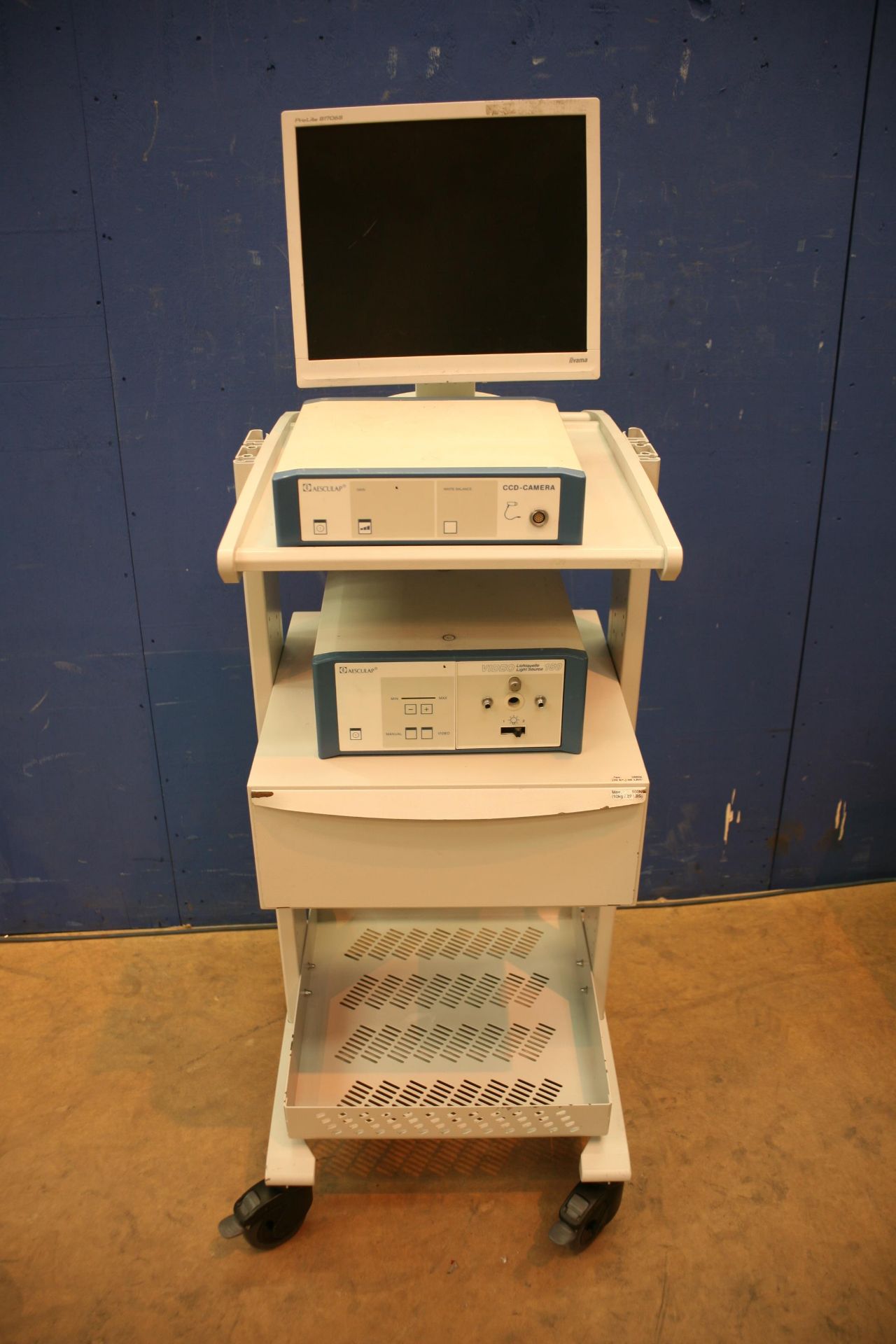 Stack Trolley With IIyama Prolite B1706S Monitor, Aesculap CCD-Camera Control Unit,