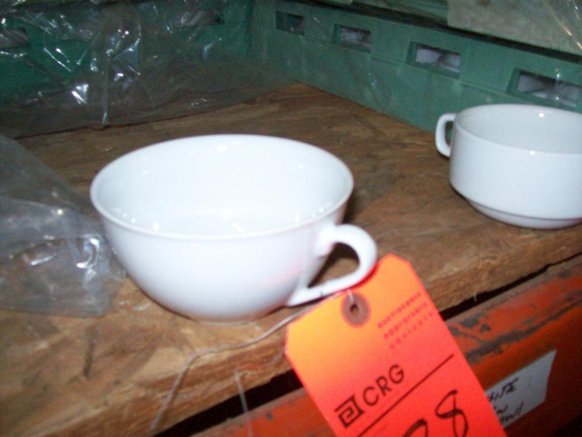 Dual handled white china bowls-(7) milk crates