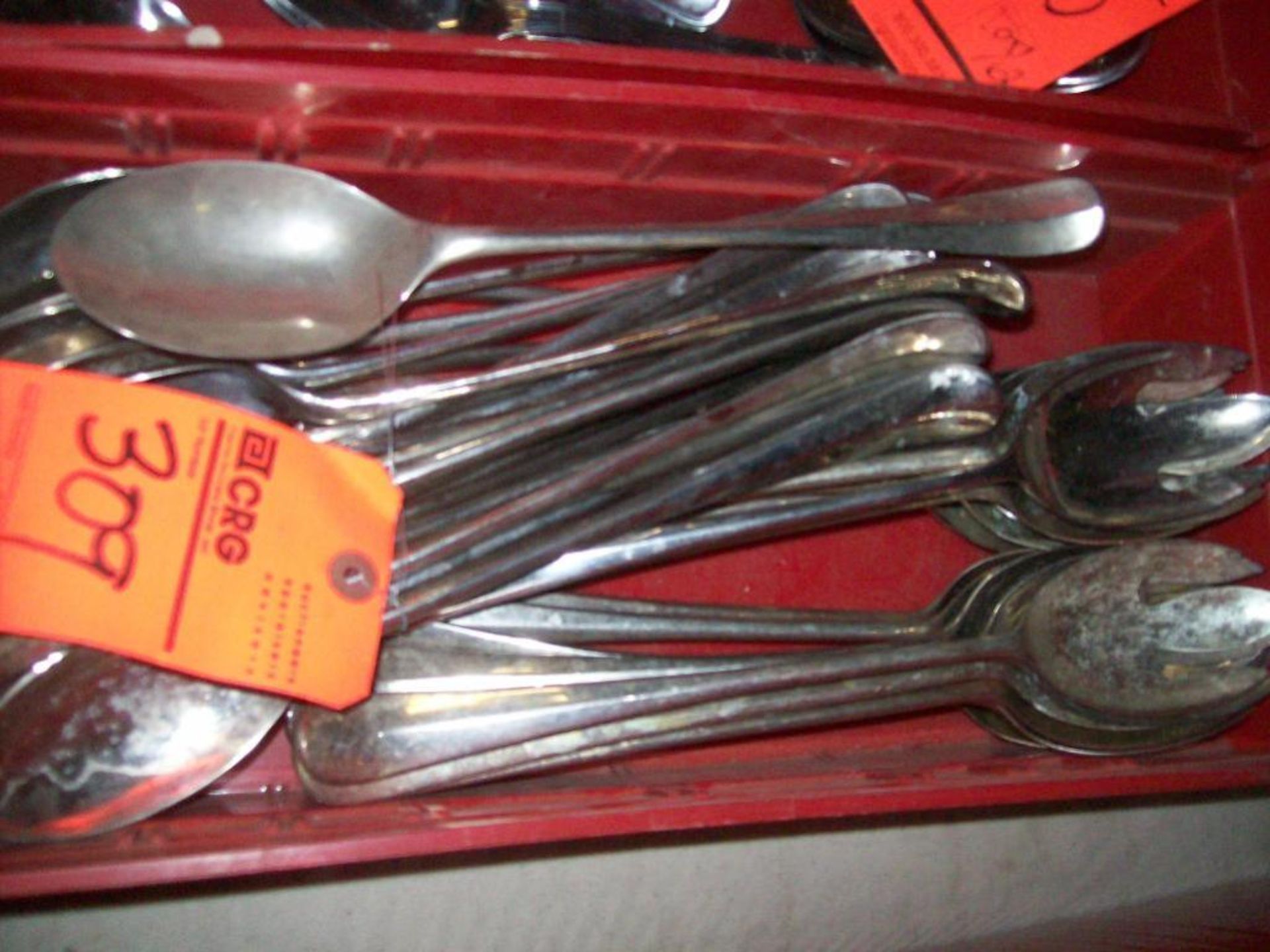 12.75" serving forks & spoons, (24) forks & (21) spoons