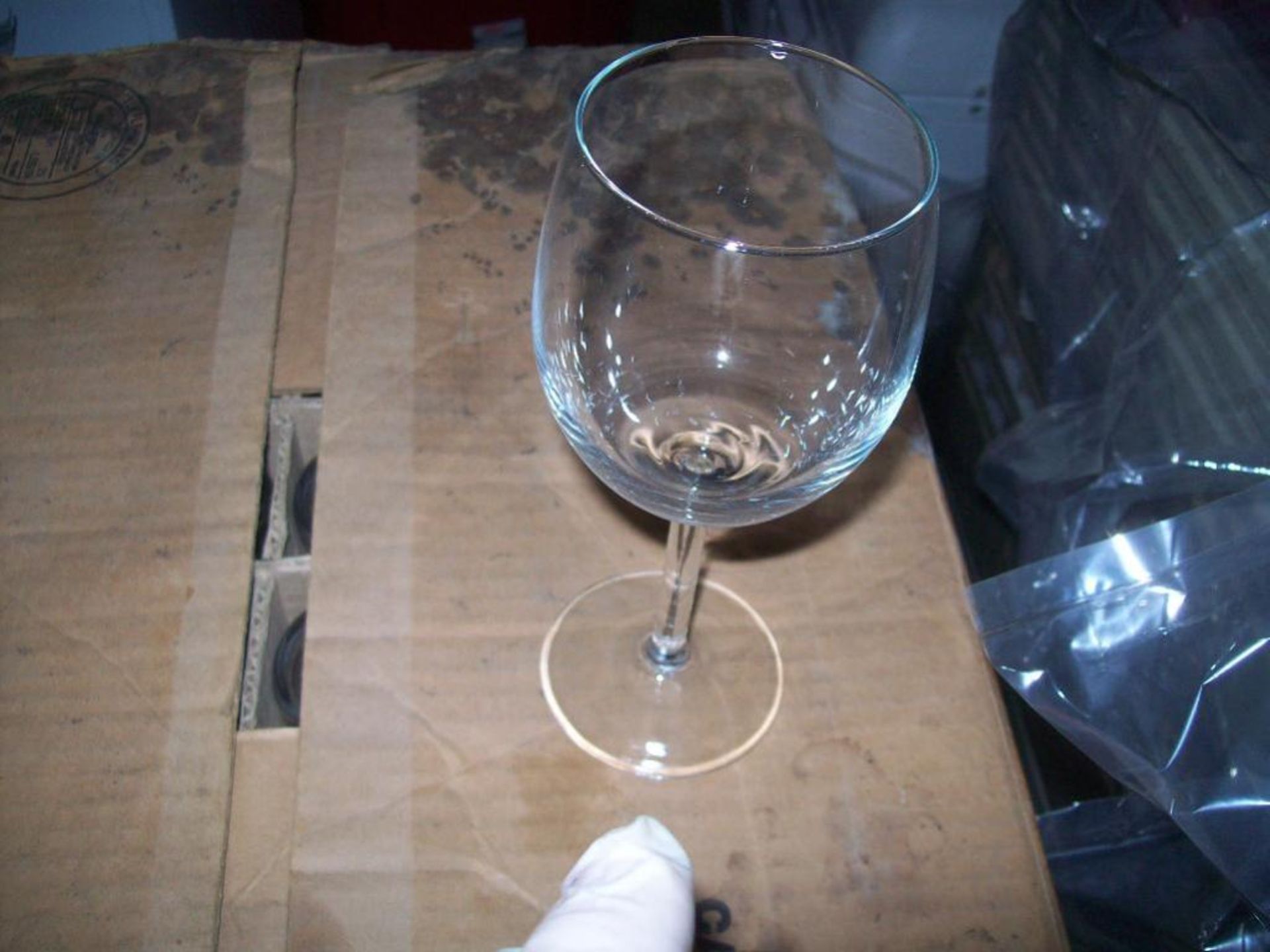 Wine glasses, clear & footed-in (6) crates - $8 additional charge per crate