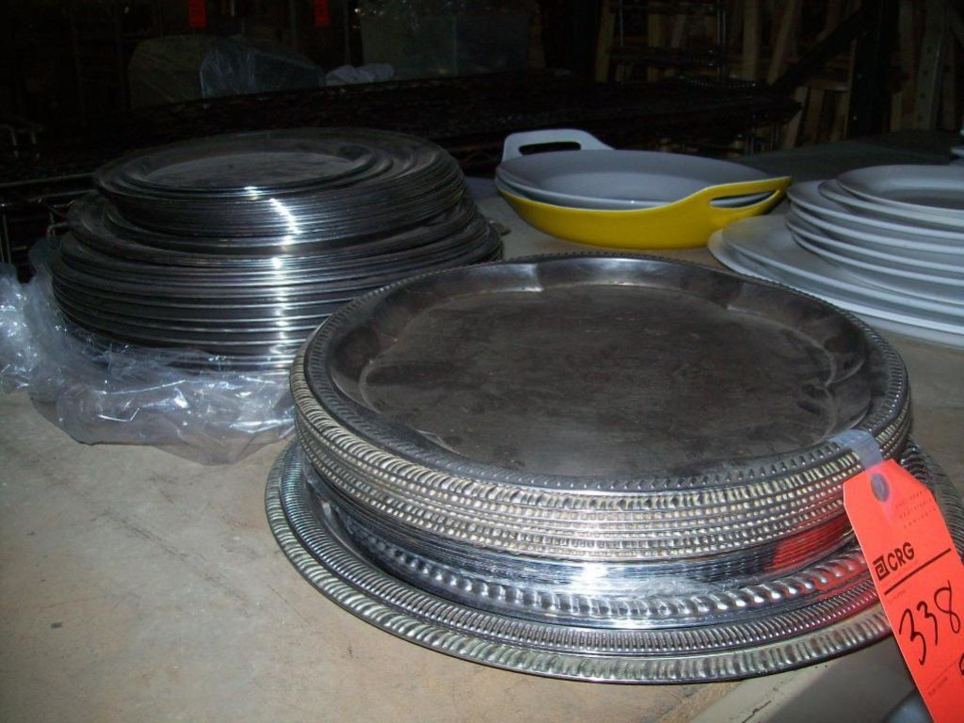 Assorted diameter silver-finish serving trays