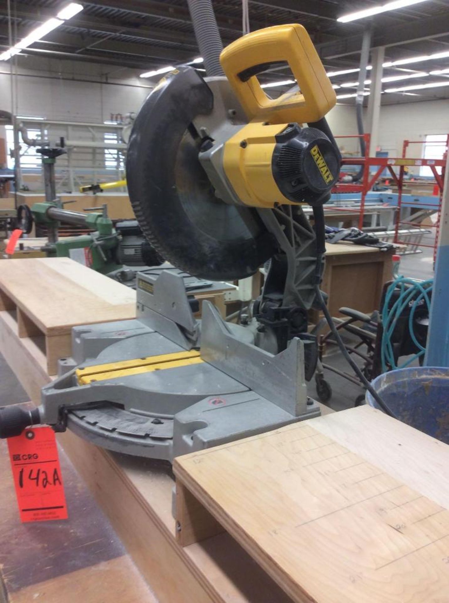 Dewalt DW705 compound miter saw with custom portable stand, must take stand. - Image 3 of 4