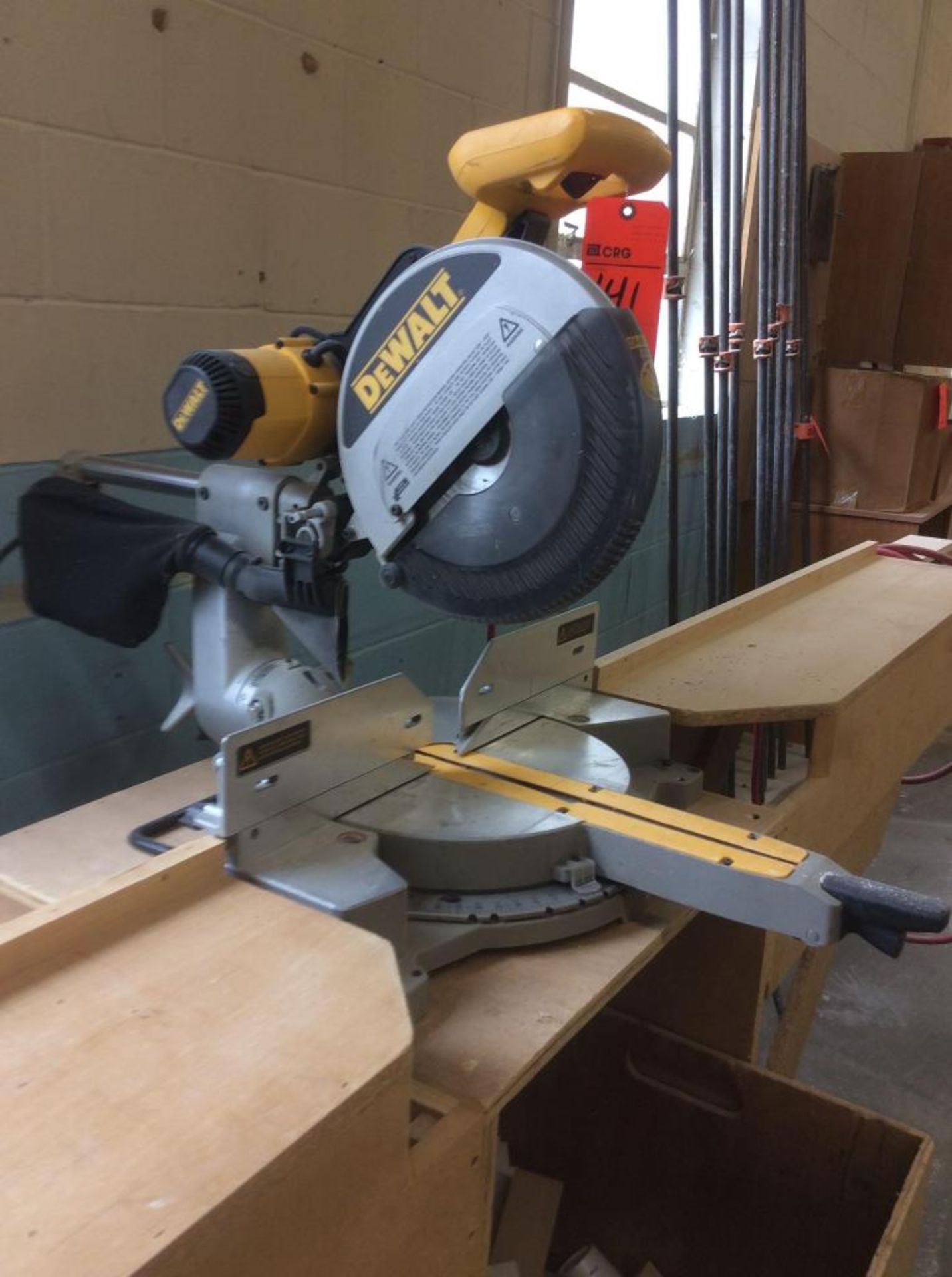 Dewalt 708 sliding arm, compound miter saw, with custom portable stand, must take stand. - Image 3 of 3