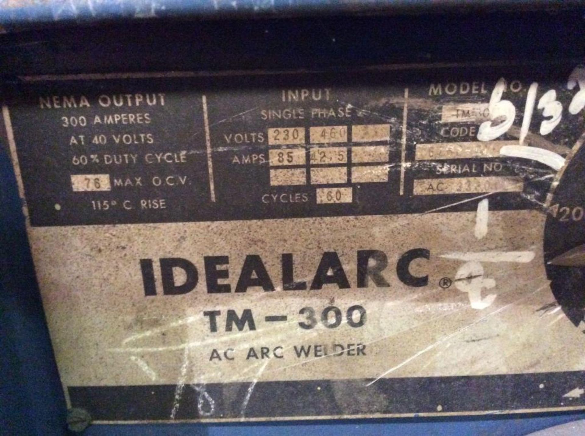 Lincoln Idealarc ac arc welder, m/n TM-300 - Image 2 of 2