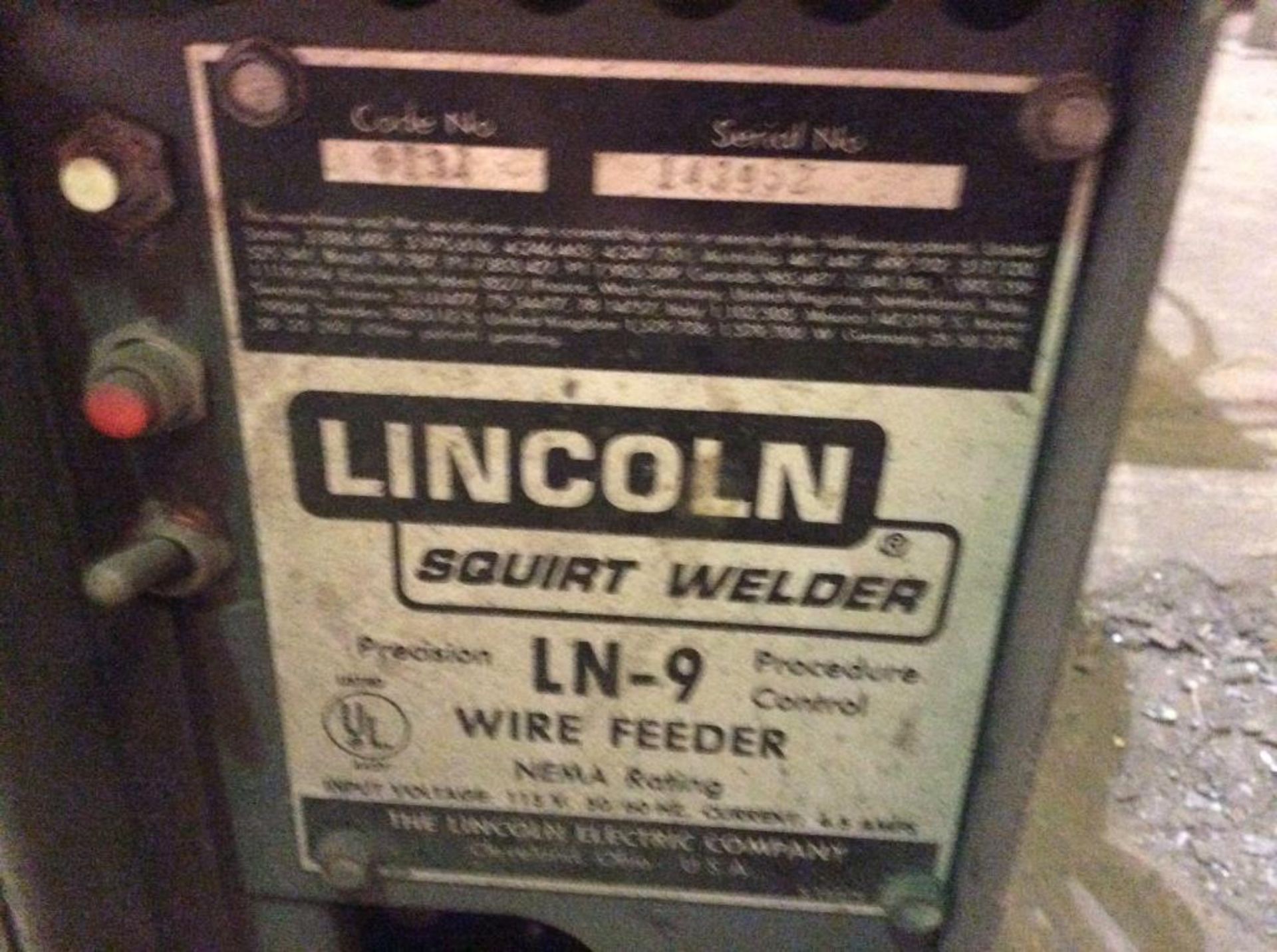 Lincoln squirt welder and wire feeder, m/n LN-9 - Image 2 of 2