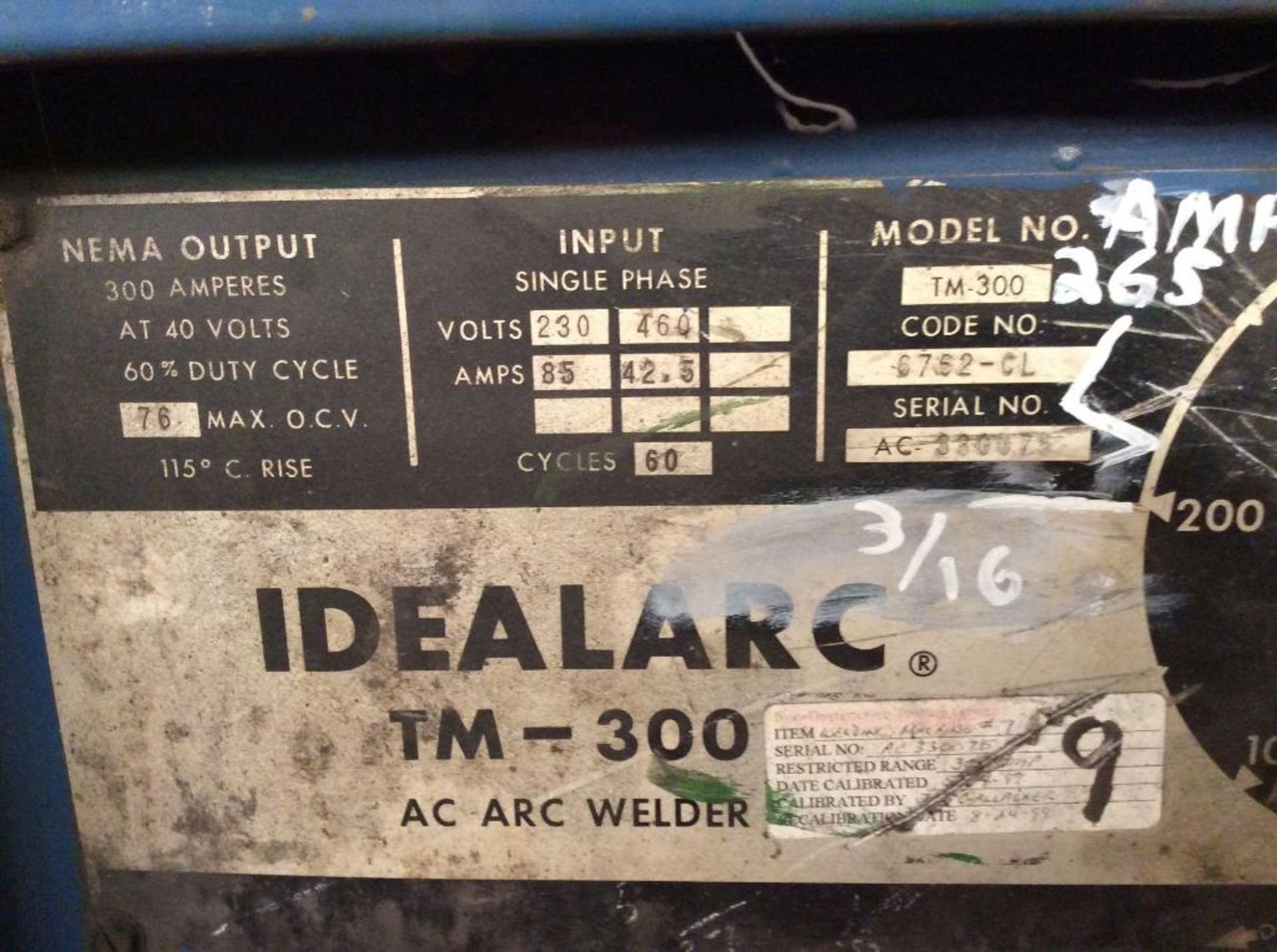 Lincoln Idealarc ac arc welder m/n TM-300 - Image 2 of 2