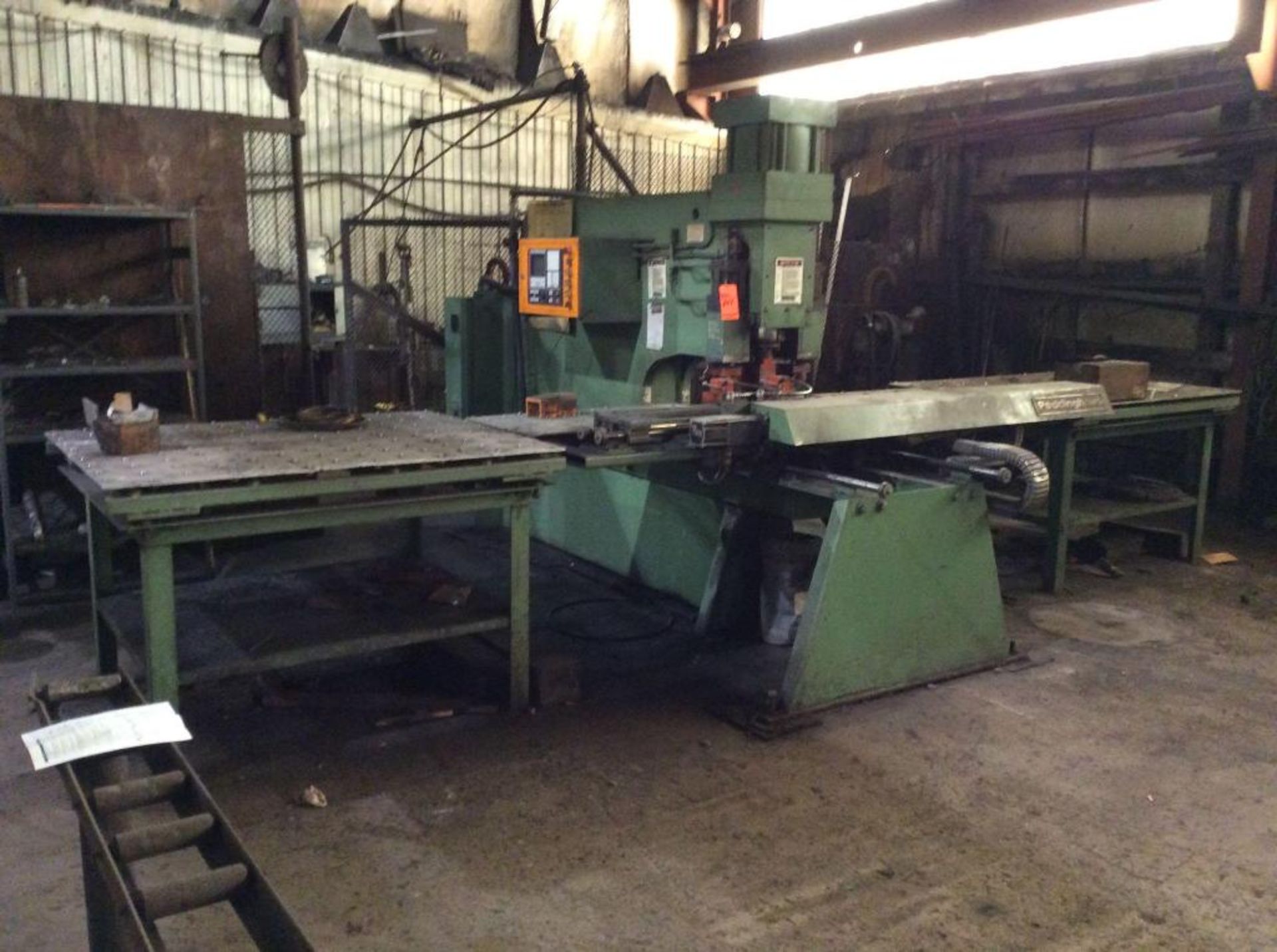 Peddinghaus F-1154-30R single head punch press with Fagor CNC controls and twin roller tables