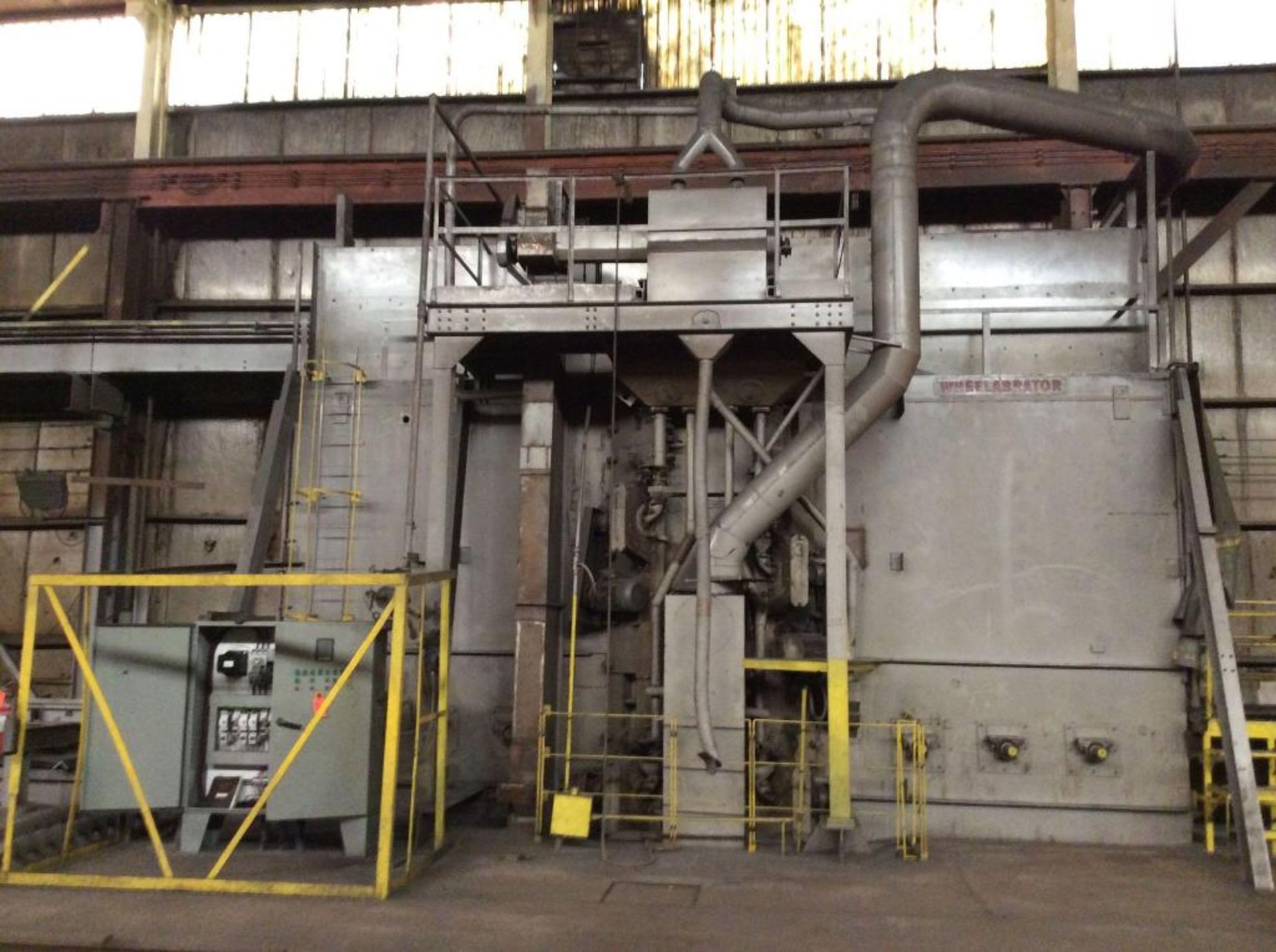 Wheelabrator pass thru blast finishing machine, with approx. 300' infeed and outfeed conveyor, 8 - Image 2 of 4
