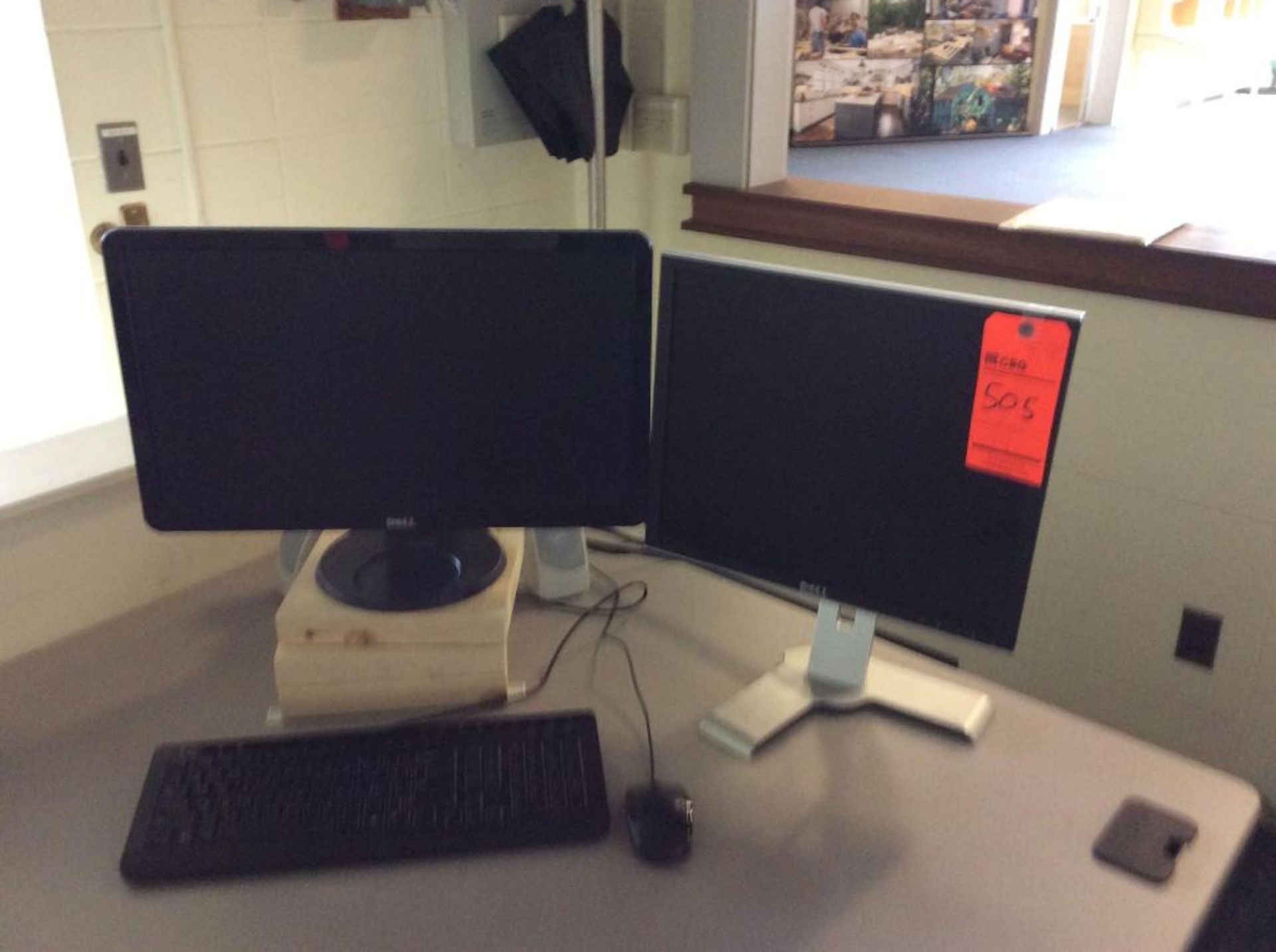 (6) assorted flatscreen monitors, HP pc tower, (3) keyboards etc. - Image 2 of 2