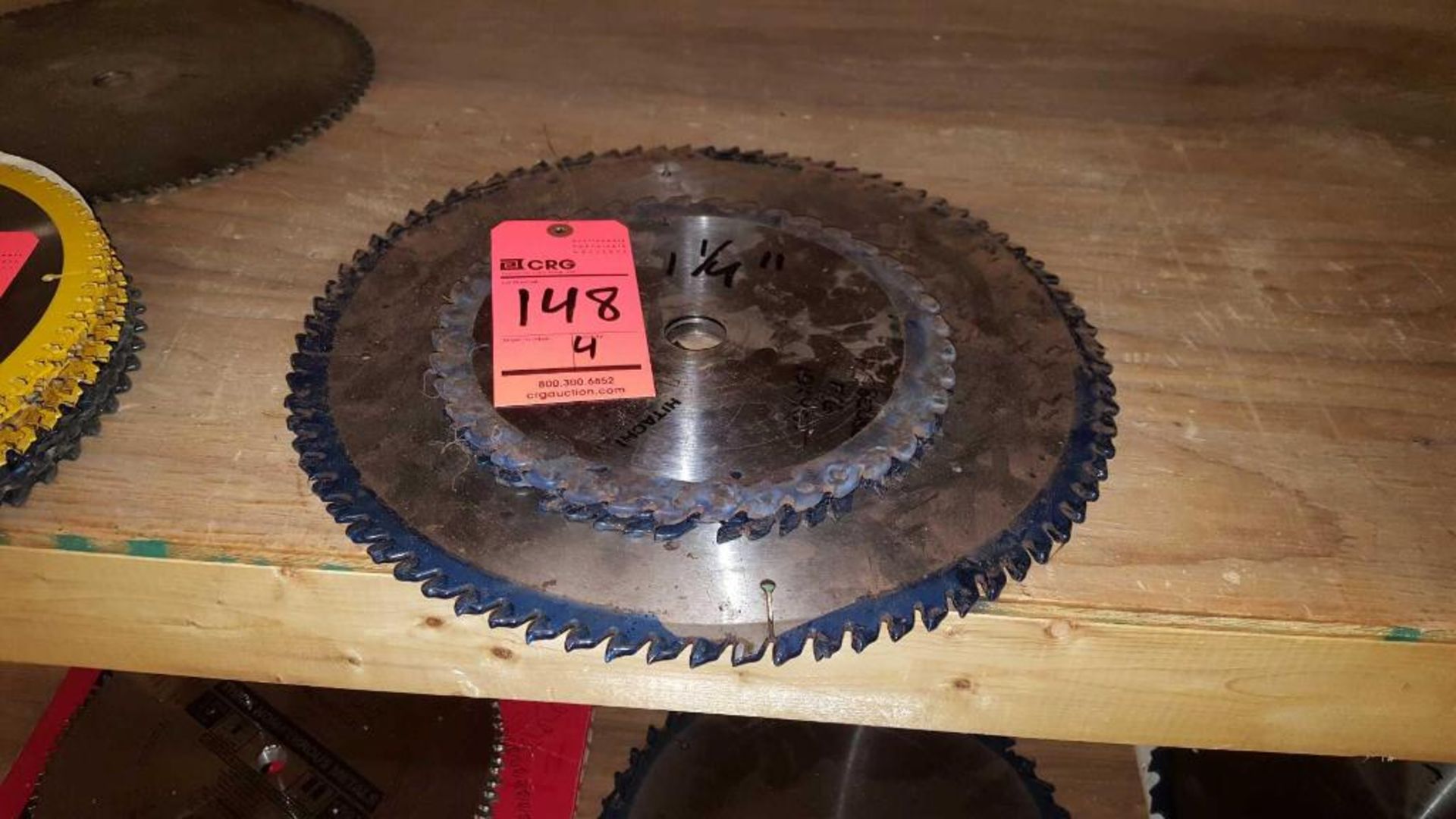 (4) assorted carbide tipped saw blades with 1 1/4" arbor