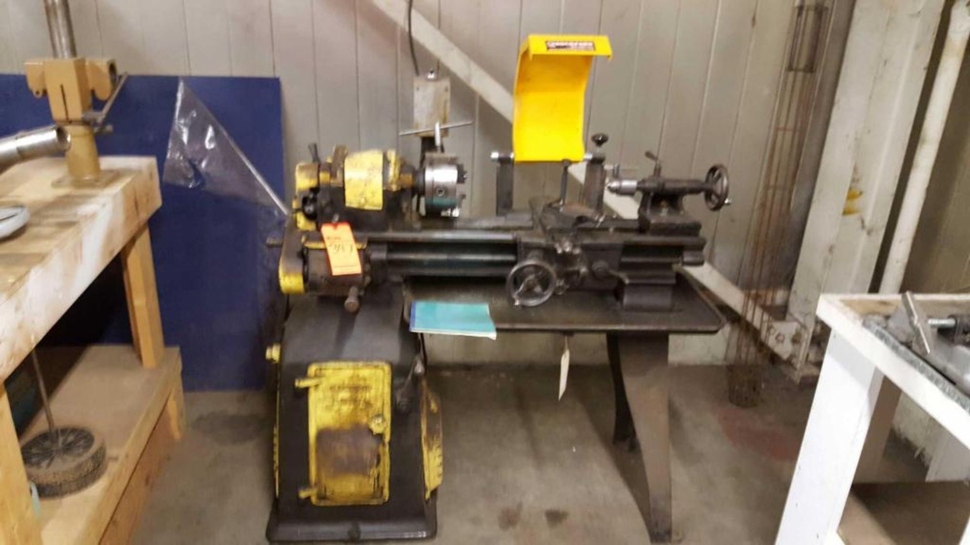 South Bend engine lathe with 9" swing x 16" BC, 3 jaw chuck, and Jacobs chuck