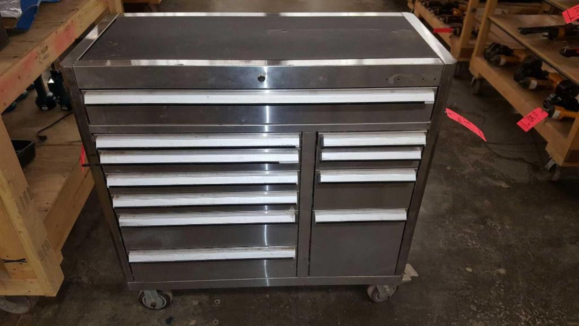 Portable S.S.tool box, 11 drawers, with contents of tools