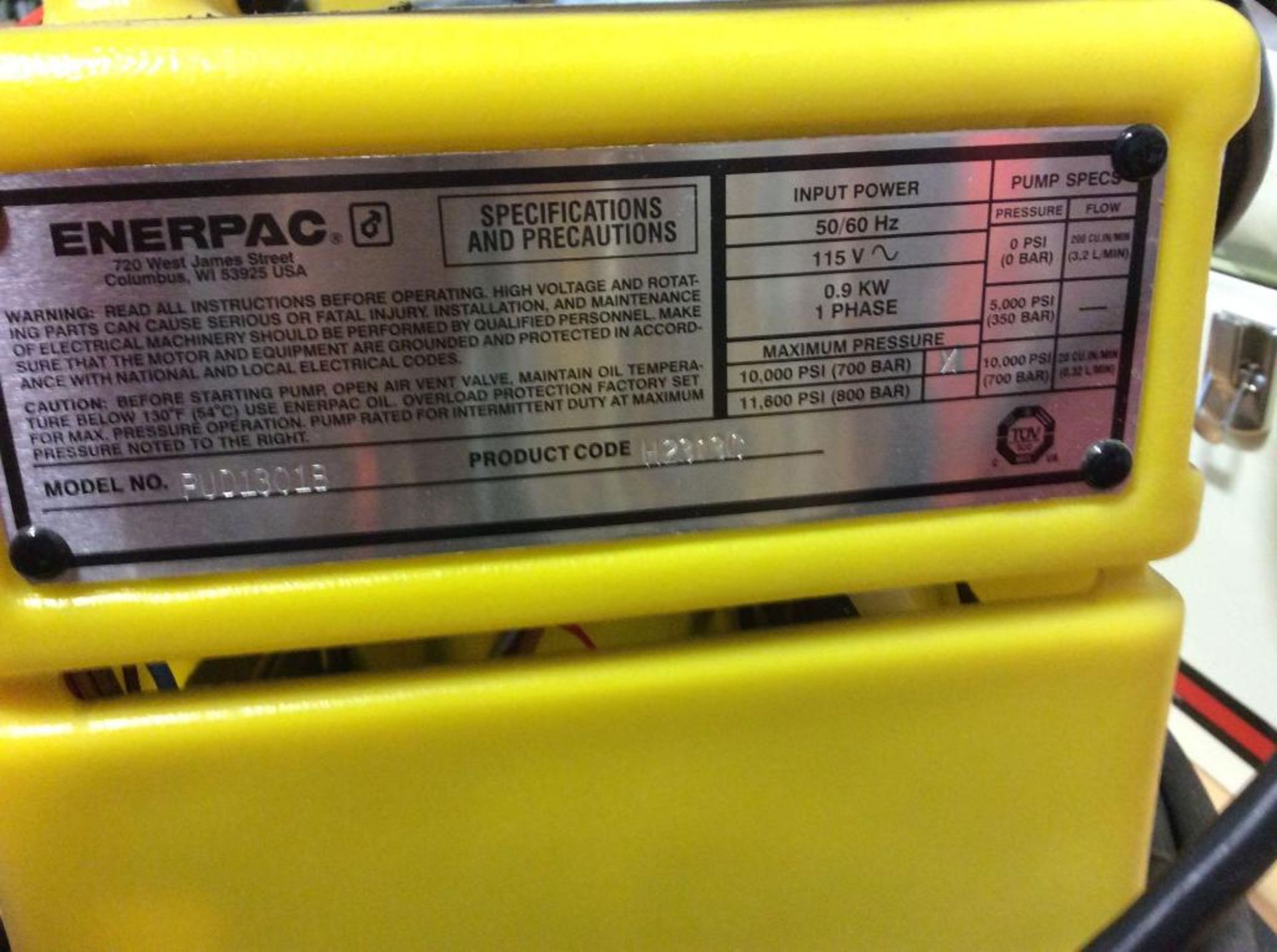 Enerpac portable hydraulic unit mn PUD1301B - Image 2 of 2