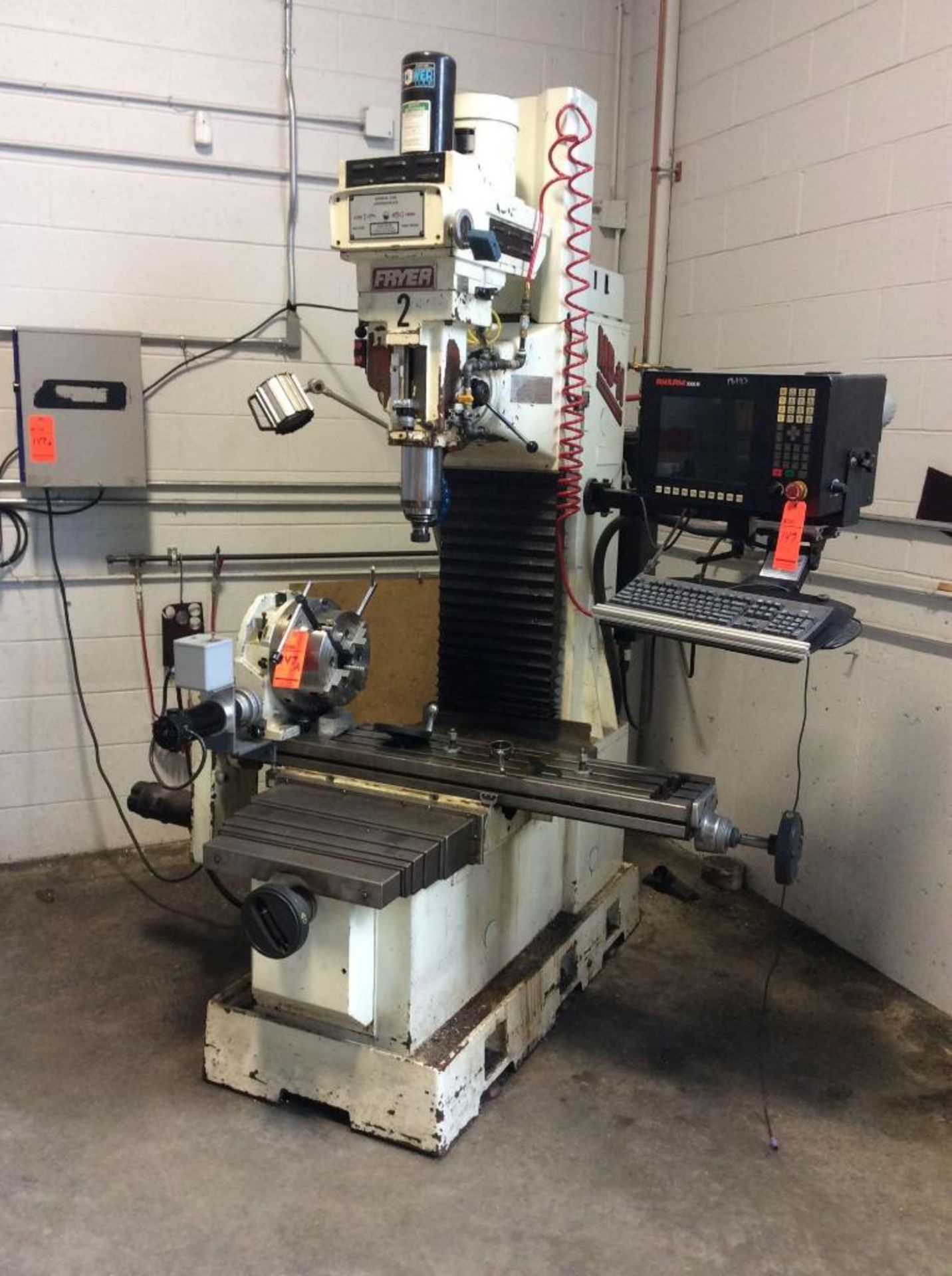 Fryer CNC vertical milling machine, mn MB-11, sn 11066, Anilam 3000M 4-axis controls, 500-4200 rpm,