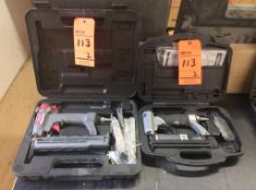 Lot of (2) asst pneumatic nailers (1) Porter Cable 1" finish nailer mn PIN 100 with case (1) Max air