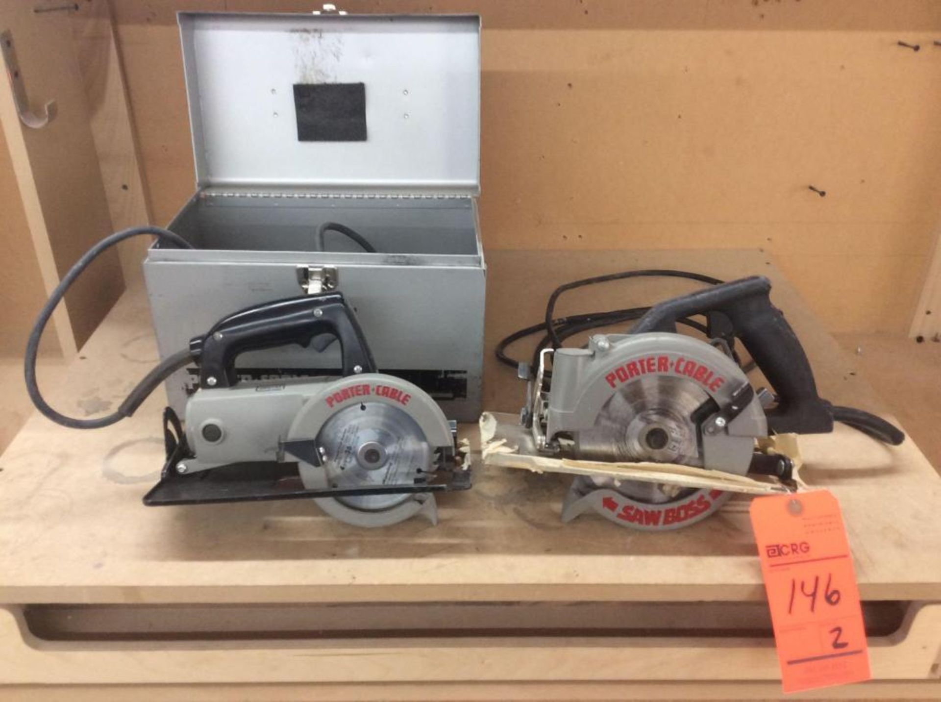 Lot of (2) Porter Cable saws including (1) 6" heavy duty double insulated mn 345, 6000 rpm (1) 4 1/2