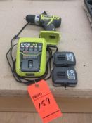 Ryobi 12 volt cordless drill with charger and (2) batteries