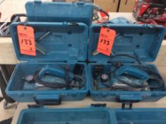 Lot of (2) Ryobi electric power planers, 15000 rpm, mn N1900B with cases