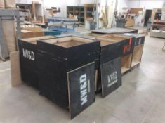 Lot of asst sized portable wood storage bins