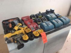 Lot of asst cordless tools, battery chargers and misc batteries