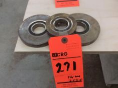 Lot of (3) copy/rub bearings including (2) 1 1/4" bore x 4" diameter (1) 1 1/4" bore x 3" diameter