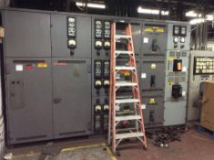 Lot of (2) MCC PANELS, with (6) section circuit breakers and including GE static exciter EX2000 PANE