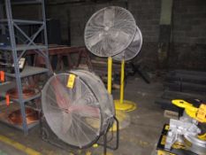 Lot of (3) assorted fans includes: (1) Dayton 36", (1) 34", and (1) 30"