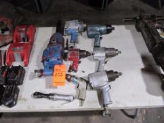 Lot (8) assorted pneumatic tools including: (6) impact guns, (1) drill, and (1) drive