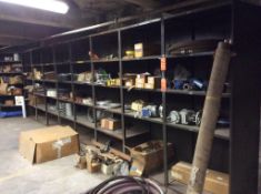 Lot of asst metal shelving (3 SECTIONS ALONG WALL / LATE PICKUP )