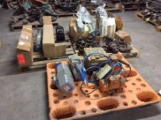 Lot of asst parts including heat exchangers, pneumatic rams, air cylinders, etc