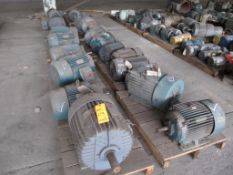 Lot of (17) assorted motors including: (3) 25 hp, (13) 20 hp, and (1) 7.5 hp