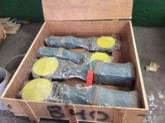 Lot of (4) pneumatic gate valves, (2) 8" & (2) 6" NEW IN CRATE