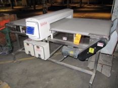 Safeline metal detector, 35" w x 3 1/2" t apatuer, 81" x 34" flow through belt conveyor