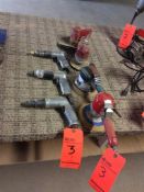 Lot of (9) assorted pneumatic hand tools, including (4) assorted disc sanders, and (5) assorted dril