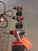 Lot of (3) assorted cordless drills